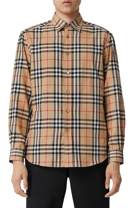 burberry button up shirt mens|Burberry check button up shirt.